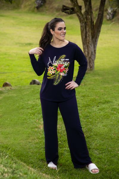 Pijama Longo Policromia Marinho